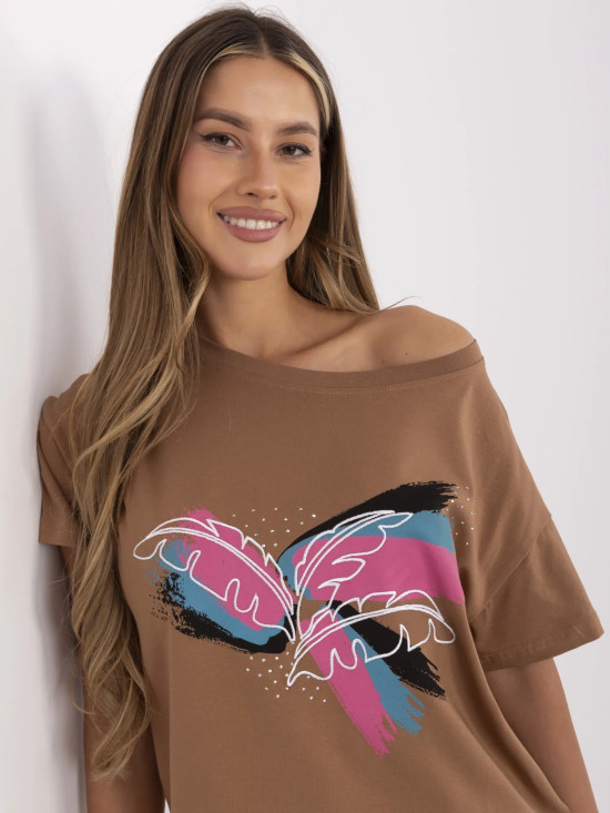 Stylové tričko s aplikací v hedé barvě