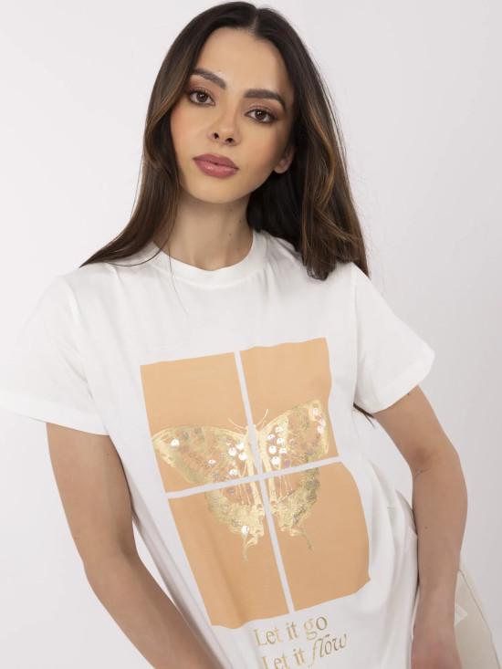 Stylové ecru tričko s aplikací