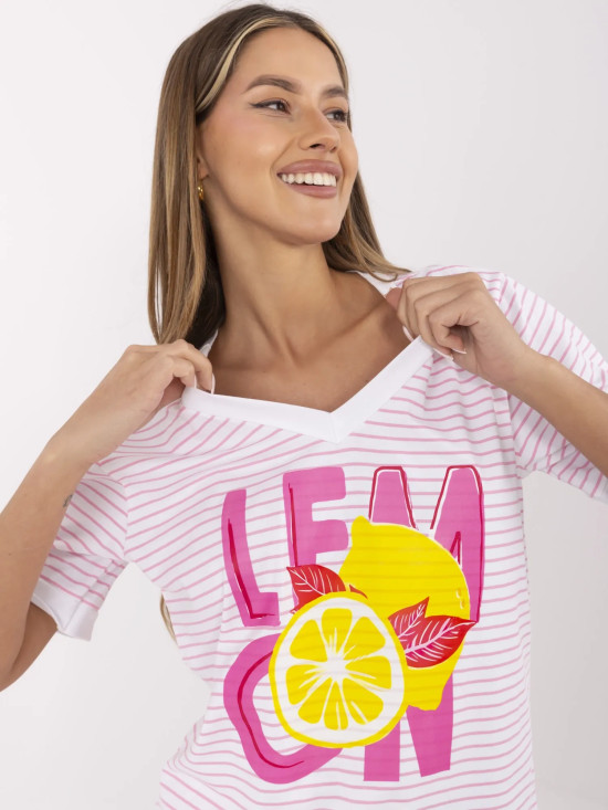 Stylová blůza s potiskem v růžové