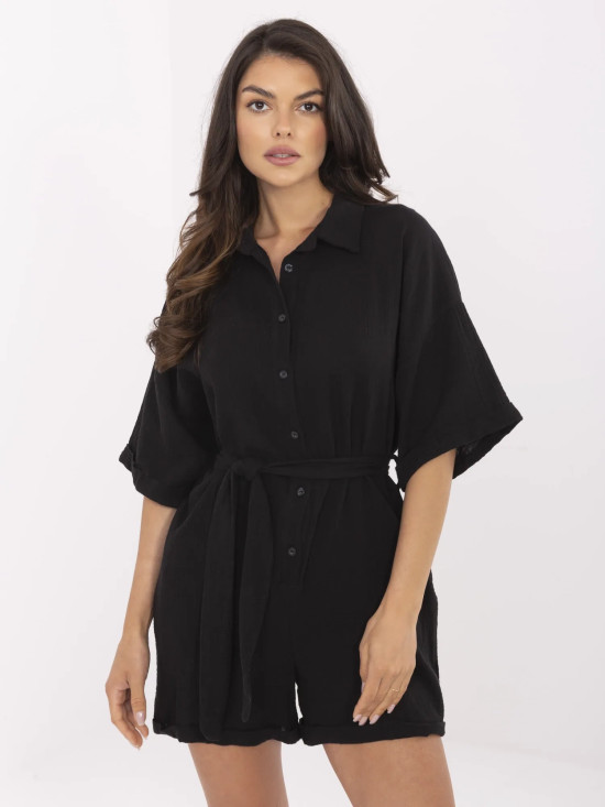 Stylový černý mušelinový overal