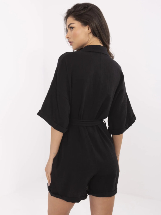 Stylový černý mušelinový overal