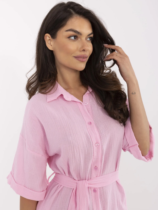 Mušelínový overal v růžové barvě