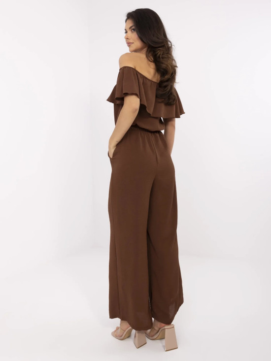 Elegantní hnědý overal s volány