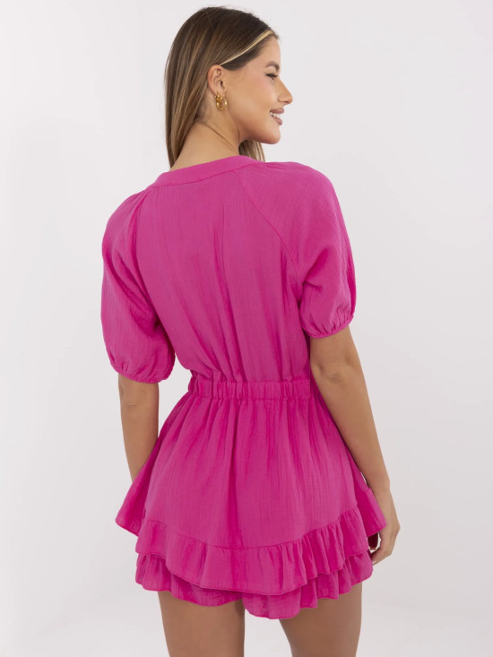 Růžový overal s krátkým rukávem