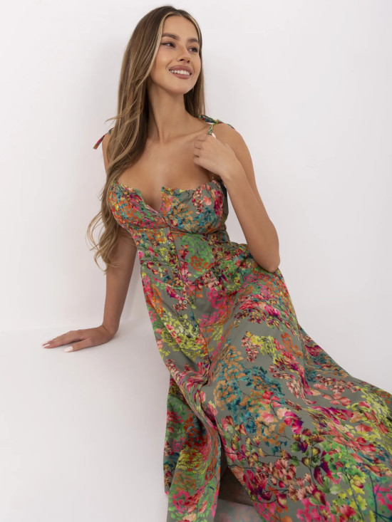 Květinové midi šaty s rozšířeným střihem