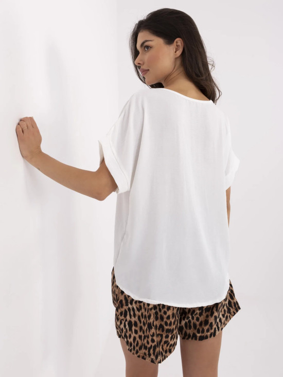 Stylový komplet s krátkým rukávem v bílé