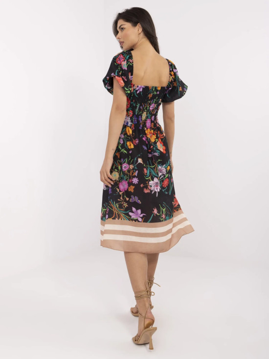 Květinové midi šaty s krátkým rukávem