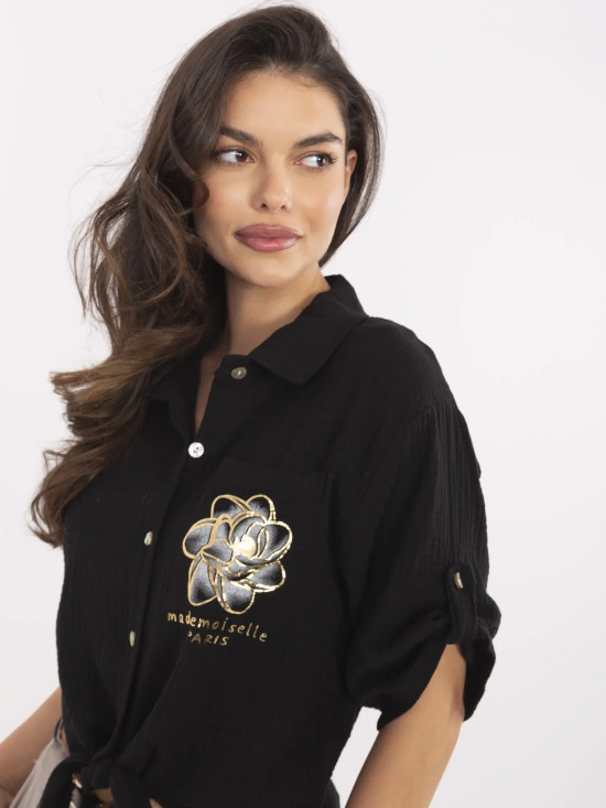 Stylová černá blůza s 3/4 rukávem