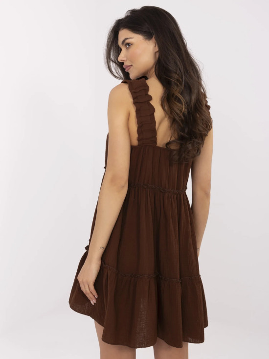 Hnědé letní šaty s volánem