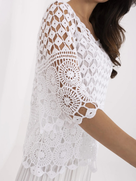 Bílá boho blůza s 3/4 rukávem