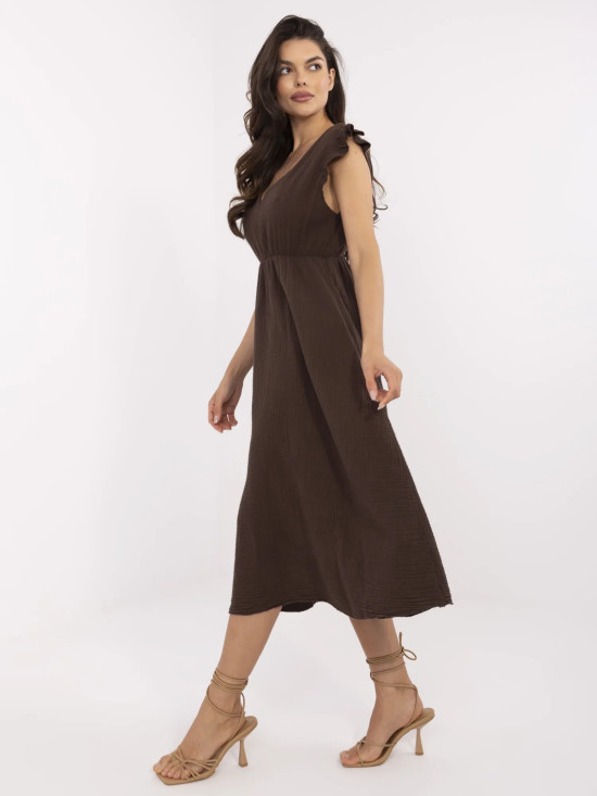 Hnědé midi letní šaty