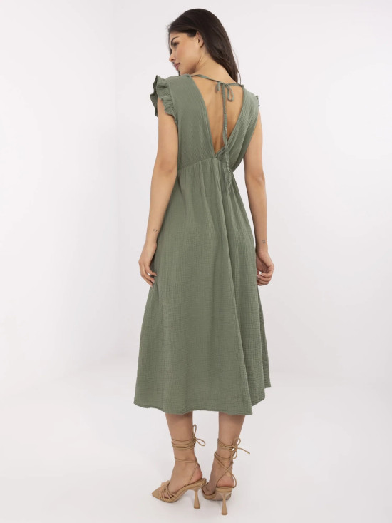 Khaki midi letní šaty