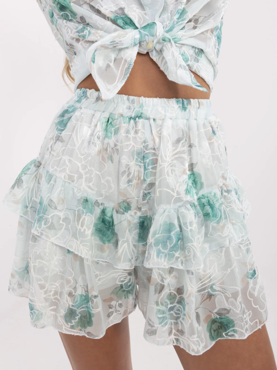 Elegantní komplet s květinovým vzorem v mátové