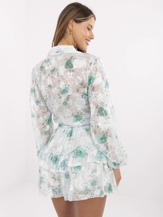 Elegantní komplet s květinovým vzorem v mátové