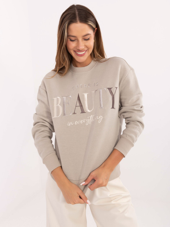 Béžová mikina s výšivkou