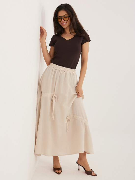 Béžová midi sukně s vázáním