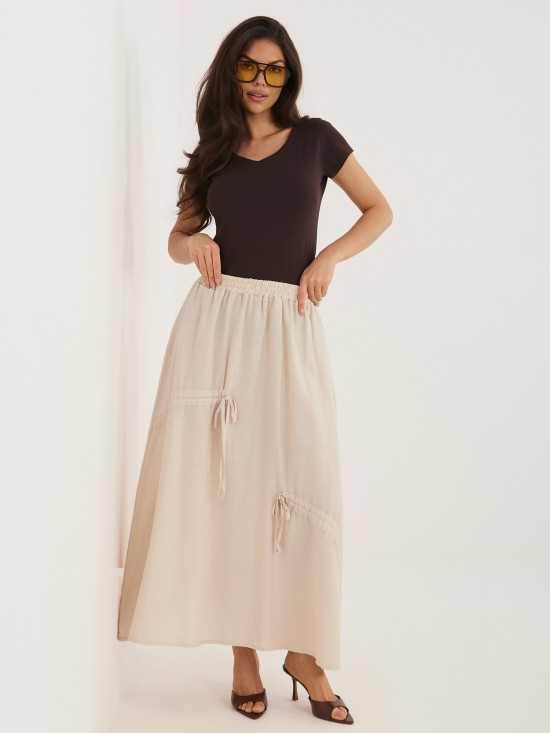 Béžová midi sukně s vázáním