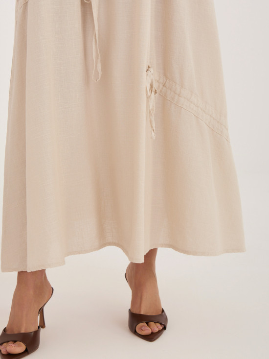 Béžová midi sukně s vázáním