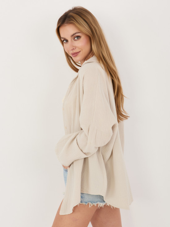 Béžová bavlněná košile s límečkem