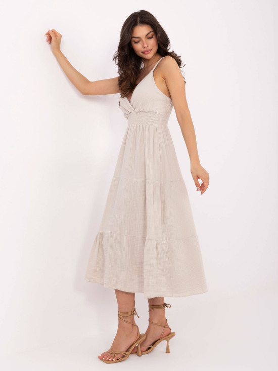 Béžové midi šaty