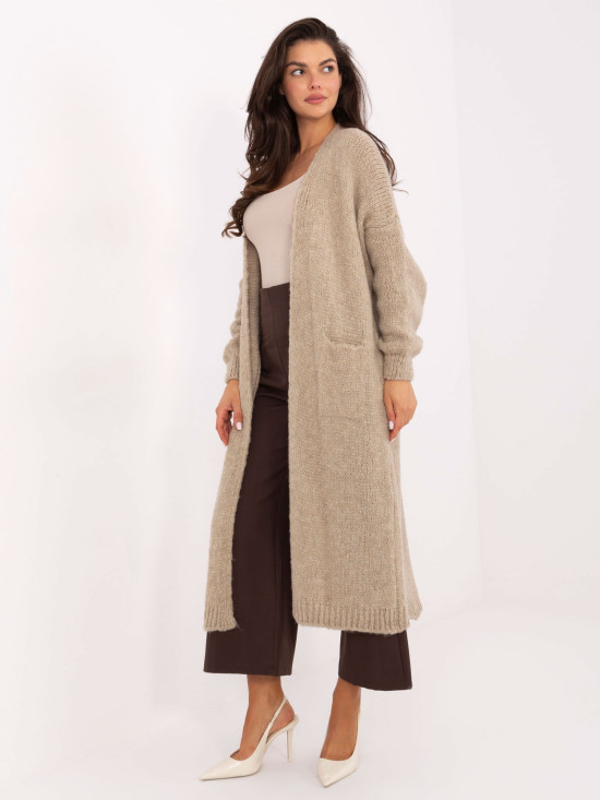 Béžový dlouhý kardigan s kapsami