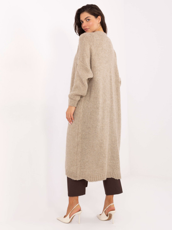 Béžový dlouhý kardigan s kapsami