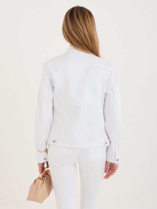 Bílá džínová bunda s límečkem