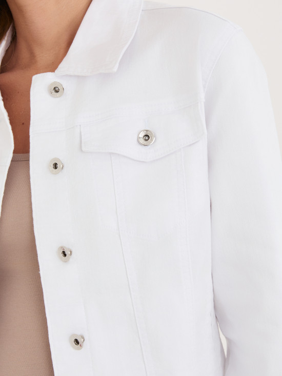 Bílá džínová bunda s límečkem