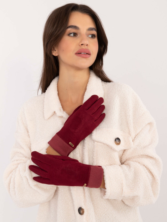 Stylové bordó rukavice s teplou podšívkou