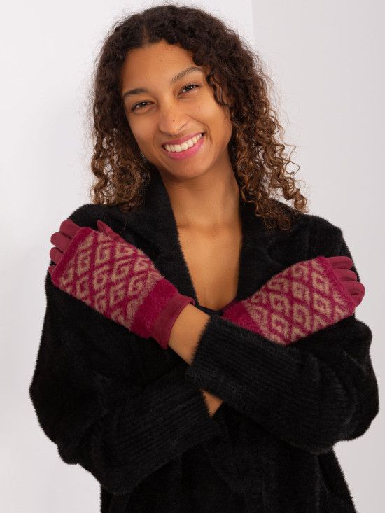 Stylové rukavice v bordó barvě