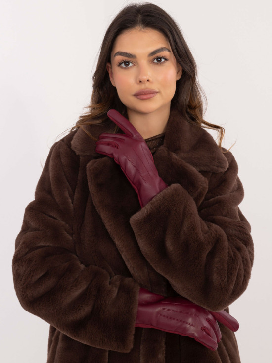 Dámské zateplené rukavice v bordó barvě