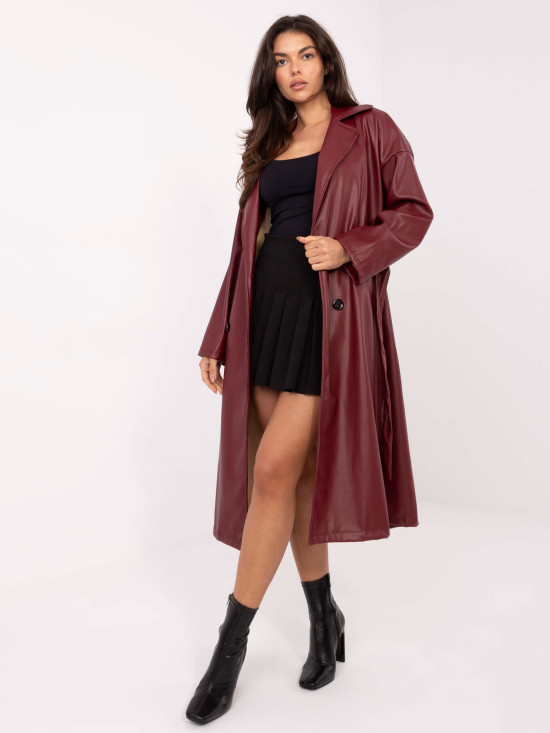 Bordó přechodn kabát s páskem