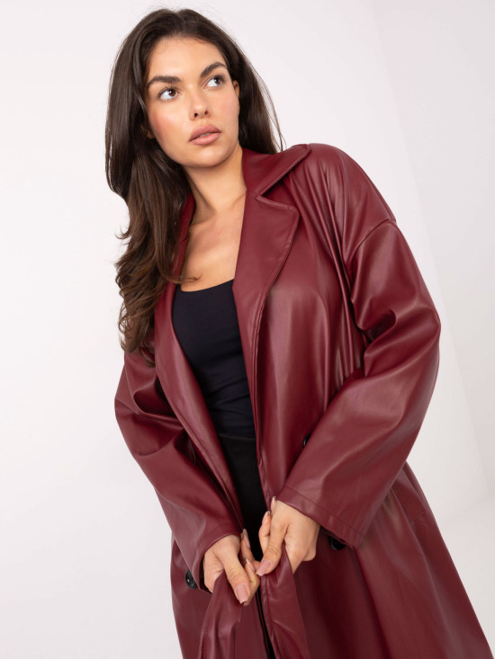 Bordó přechodn kabát s páskem