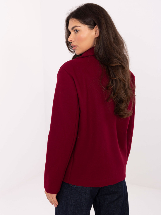 Elegantní krátký kabát v bordó barvě