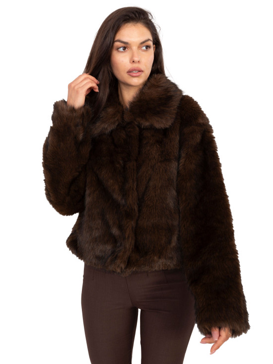 Elegantní zimní bunda v tmavě hnědé barvě