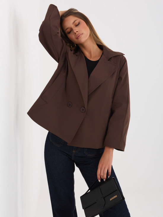 Krátký přechodný kabát s podšívkou, tmavě hnědý