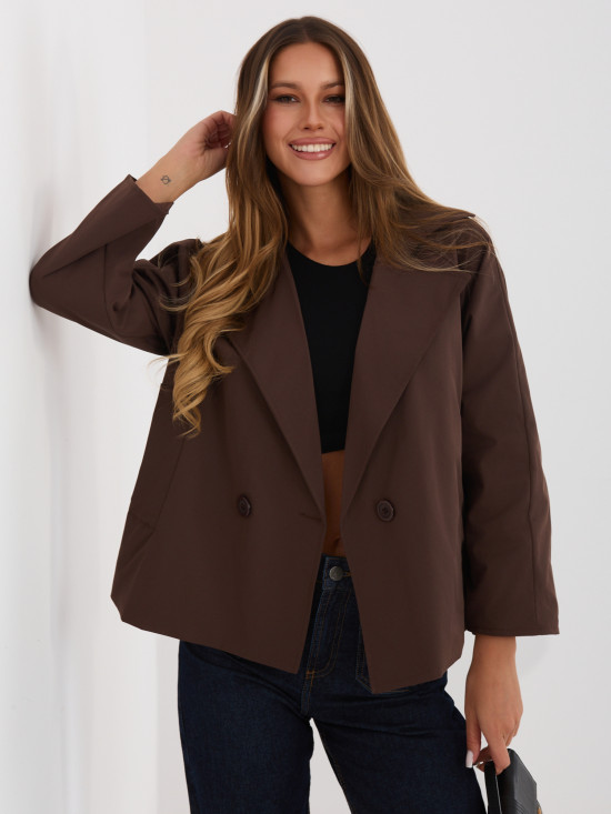 Krátký přechodný kabát s podšívkou, tmavě hnědý