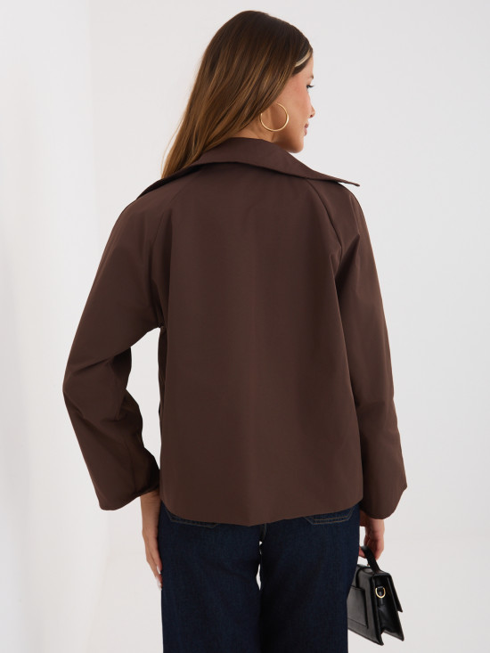 Krátký přechodný kabát s podšívkou, tmavě hnědý