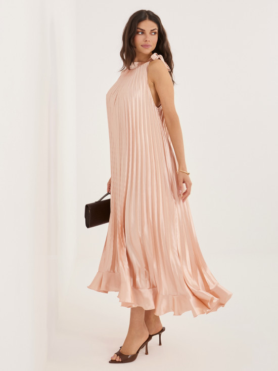 Koktejlové midi šaty s volánem a vázáním