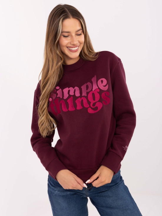 Stylová bordó mikina s výšivkou