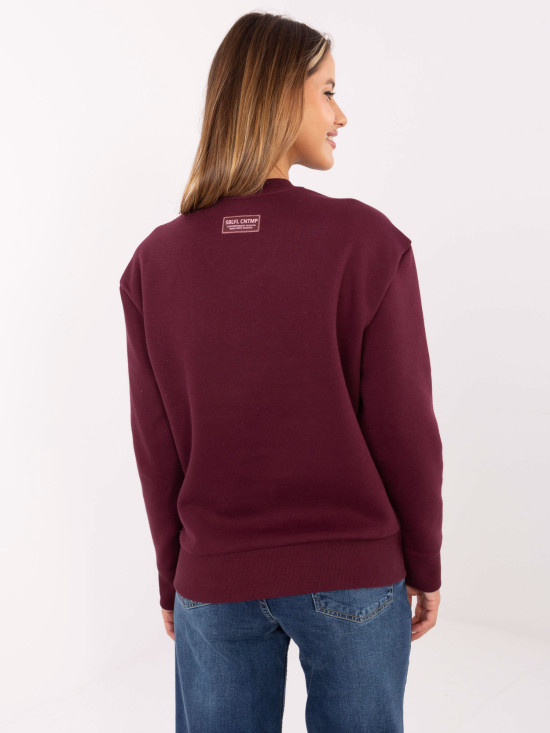 Stylová bordó mikina s výšivkou