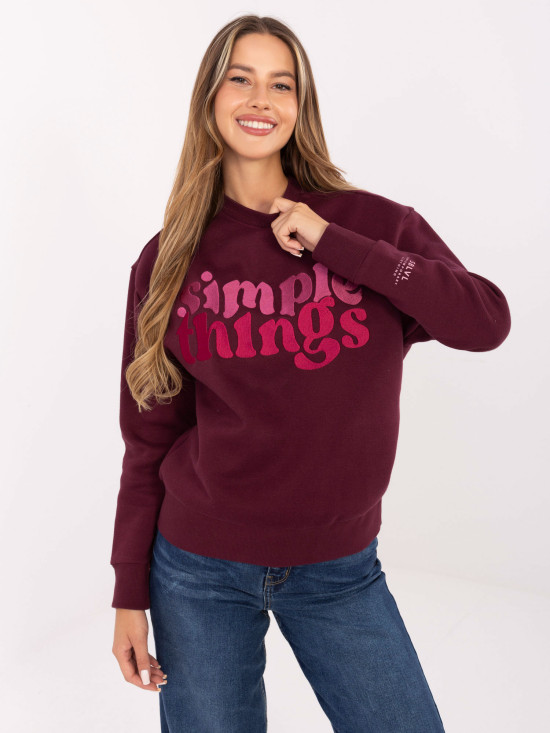 Stylová bordó mikina s výšivkou