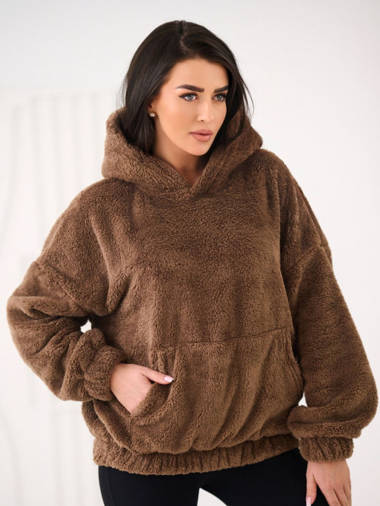 Béžová mikina s kapucí a kapsou