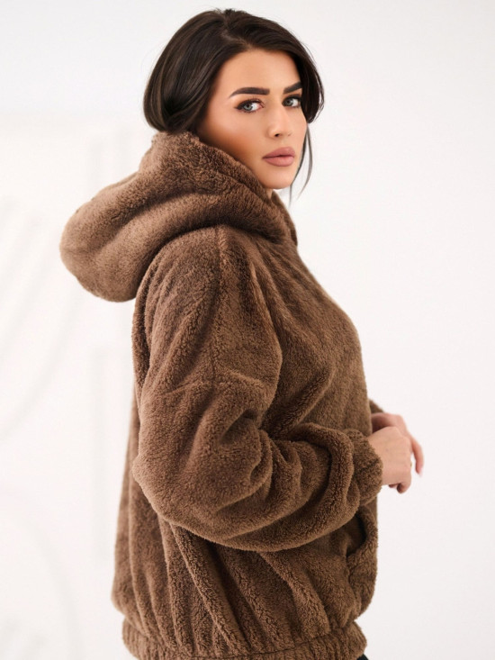 Béžová mikina s kapucí a kapsou