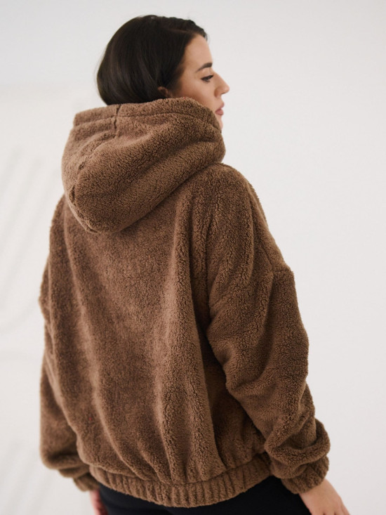 Béžová mikina s kapucí a kapsou