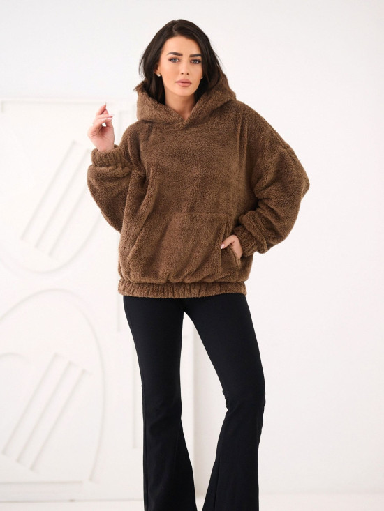 Béžová mikina s kapucí a kapsou