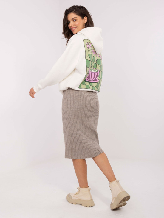 Midi sukně v tmavě béžové barvě