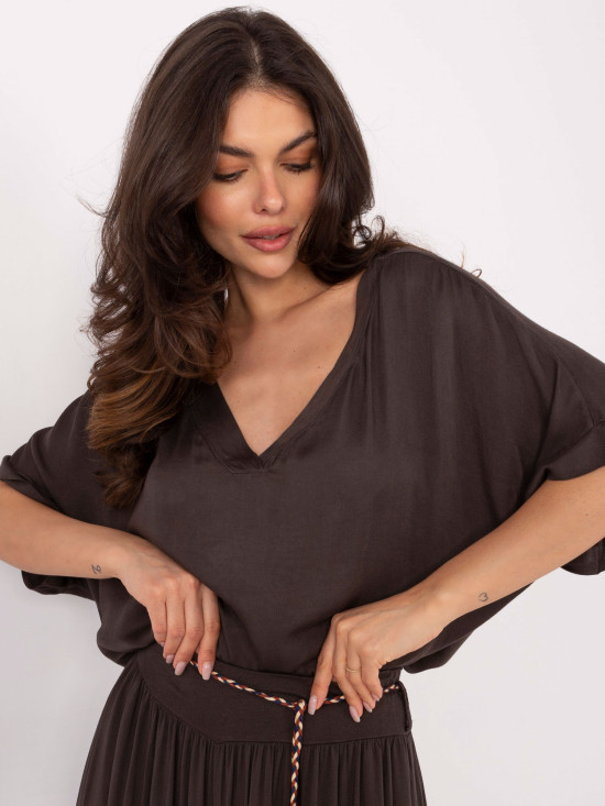 Hnědá halenka s 3/4 rukávy