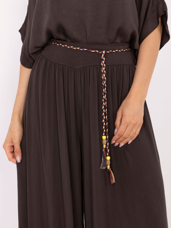 Elegantní palazzo kalhoty v tmavě hnědé barvě