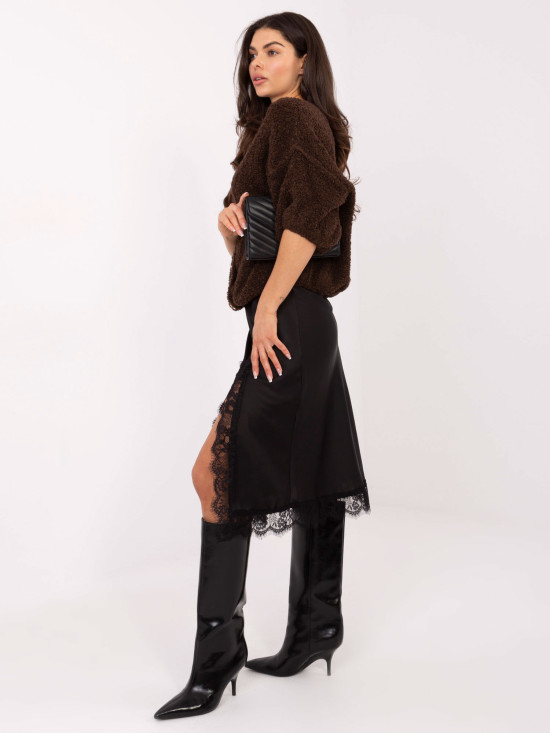 Elegantní hnědý svetr s 3/4 rukávy a knoflíky